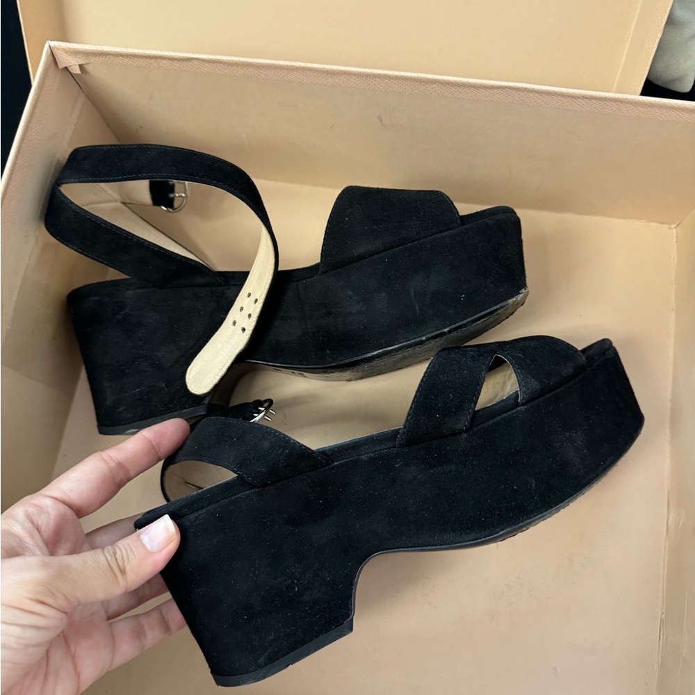 Prada Low Platform Wedge Sandals - Suede
